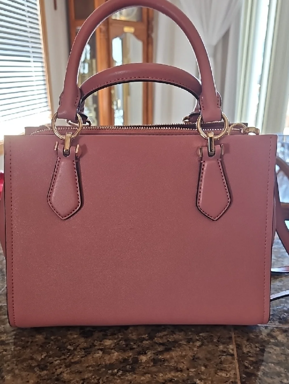 Michael Kors Marilyn Rose Pink Saffiano Leather Satchel with Gold Hardware - Picture 5 of 13